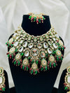 Kundan Maroon Green Bridal Set