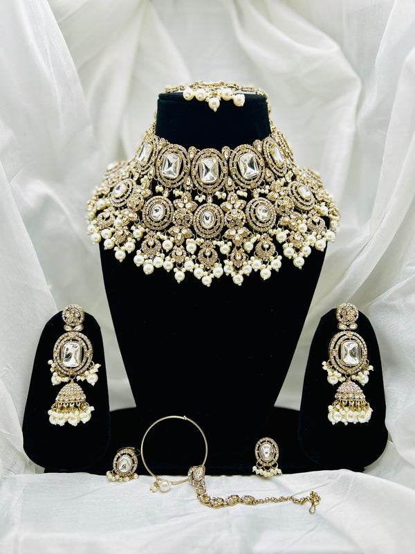 white pearl Jodha Bridal Set
