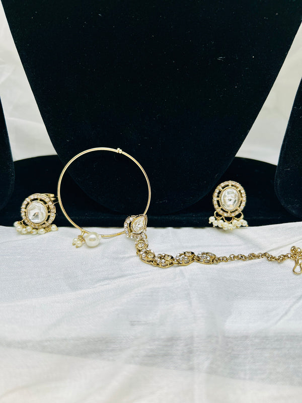 white pearl Jodha Bridal Set