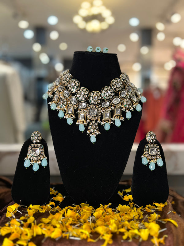Kundan Mint Necklace Set