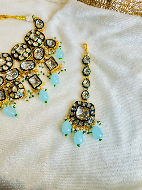 Kundan Mint Necklace Set